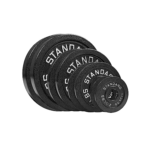 Steel Weight Plates 85LB Set – Olympic 2 inch Center Premium Coating 2x 25lb, 10lb, 5lb, and 2.5lb for Olympic Weight Lifting Barbells