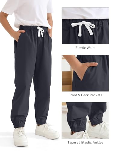 resinta 3 pack boys39 stretch school jogger pants pull-on twill uniform pants stretch chino fabric with elastic waist for kids