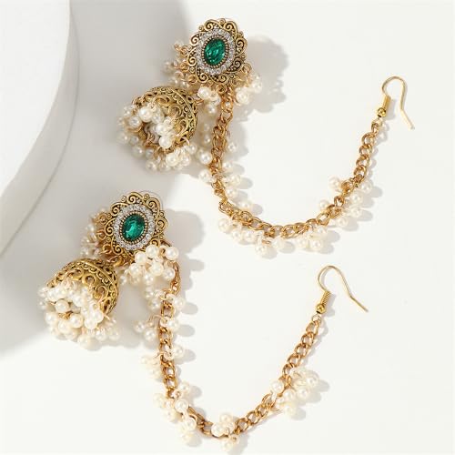 Indian Jhumka Jhumki Ethnic Dangle Earring for Women Girls Hair Accessories Vintage Long Tassel Bell Drop Earrings Cubic Zirconia Boho Dangling Beaded Retro Bollywood Traditional Jewelry Ethnic Gypsy Unique Gift3