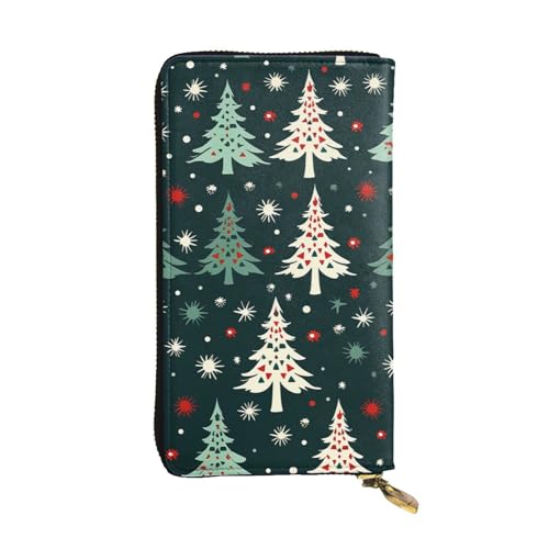 Portefeuille long femme grande capacité cuir motif sapin de noël