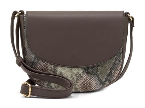 Sac à l'épaule fermeture zippée sécurisée motif serpent brun M