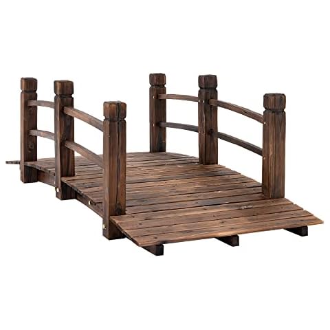 Outsunny Fir Wood Garden Bridge Cover