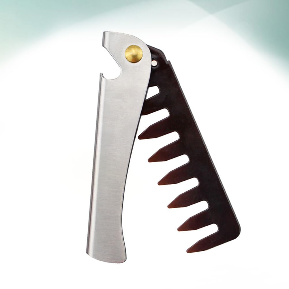 balacoo Foldable Wide Tooth Hair Comb for Men 2 Pack Portable Stainless Steel Pocket Combs Scalp Massage Styling Tool Travel Size 4.33 Inch