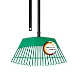 Rival Laubrechen mit stabilem schwarzem Stiel – Fächerbesen in Grün zum Auflockern & Sammeln von Laub – Robuster Laubbesen für Garten & Hof