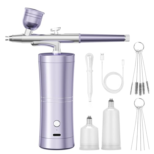 Airbrush Kit Portable Airbrush Air Brush Kit with Air Compressor Airbrush for Nails Airbrush Compressor High Pressure Nail Airbrush Machine Handheld Mini Air Brush Kit (Purple)