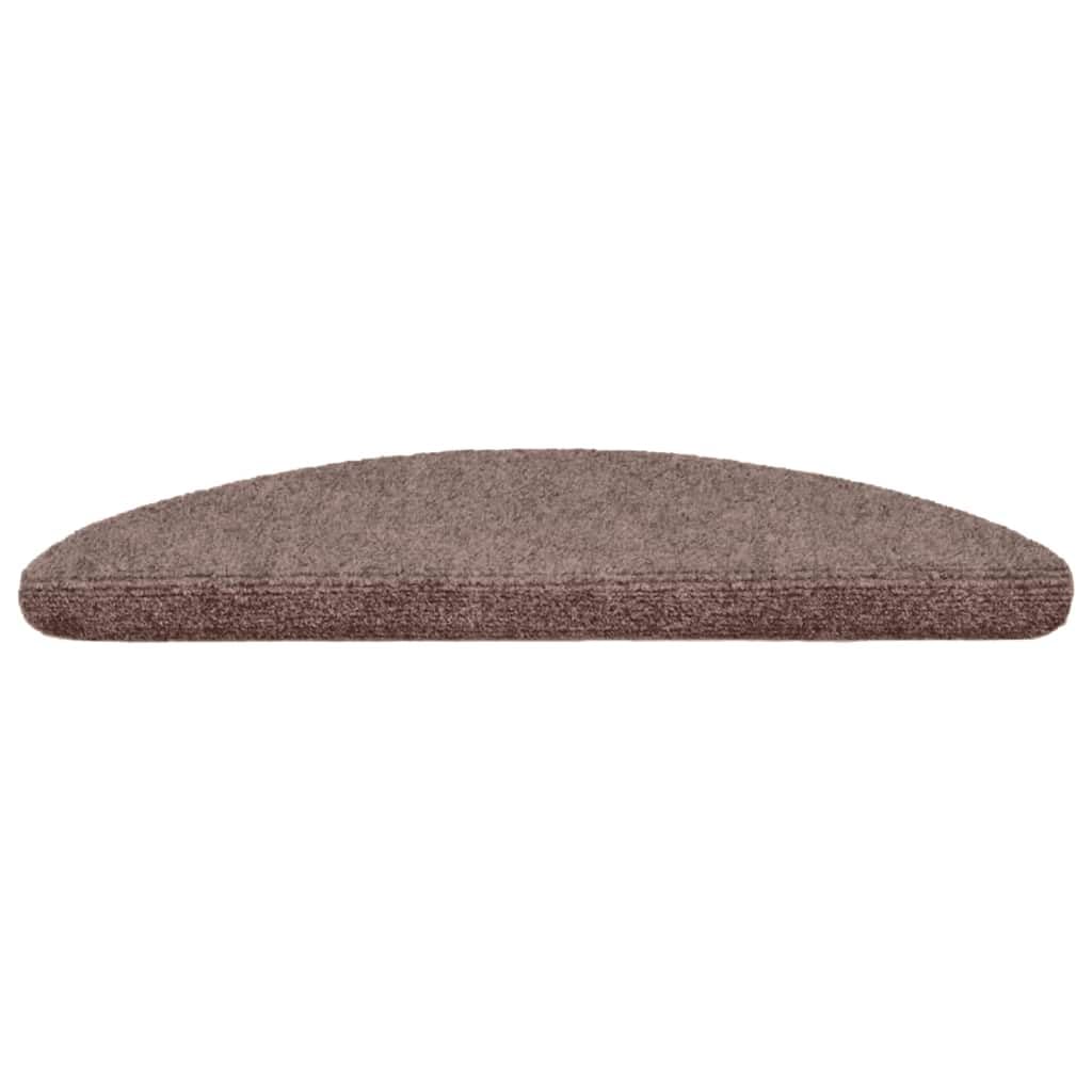 Lot de 5 tapis d'escalier autocollants, 56 x 17 x 3 cm, marron clair, semi-circulaire, en non-tissé aiguilleté, antidérapant et lavable, tapis d'escalier pour bois, avec protection contre les