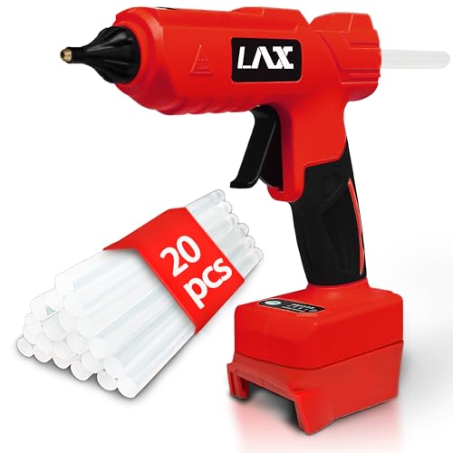 L1NXIXI Cordless 100W Hot Glue Gun for Milwaukee M18 Battery, Handheld Heavy Duty Glue Gun Kit with 20pcs Hot Glue Sticks for Home Repair, DIY Arts & Crafts (Battery Not Included)