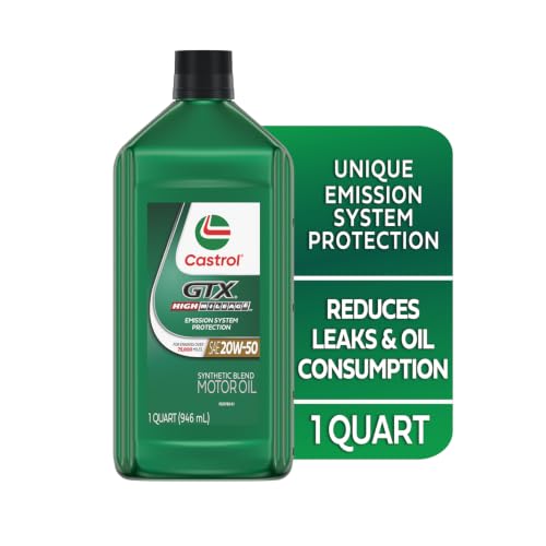 Image of Castrol GTX High Mileage 20W-50 Synthetic Blend Motor Oil, 1 Qt, Pack of 6