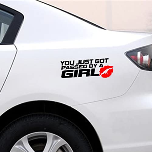 4Pcs You Just Got Passed By A Girl Sexy Lip Car Window Bumper Stickers Vinyl Sticker Decor Car Accessories(Black,White) #TOP6