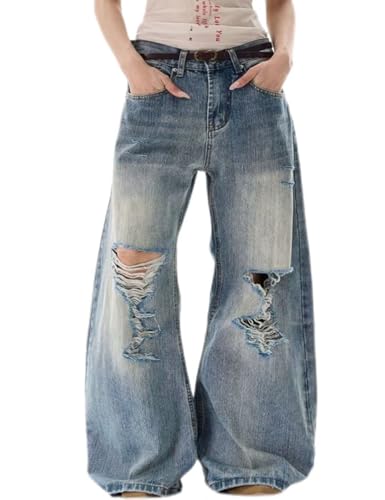 Y2K Baggy Jeans High Waisted Distressed Baggy Straight Wide Leg Pants