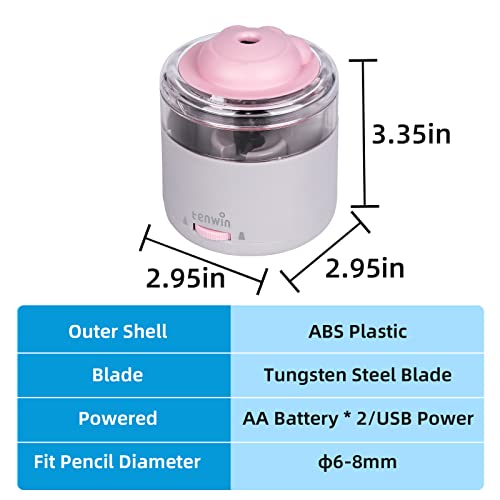 Tenwin Electric Pencil Sharpener, Portable Battery Powered Pencil Sharpeners, Small Pencil Sharpener Kids, Tungsten Steel Blade For Fast Sharpen, Fit To 6-8Mm No.2/Colored Pencils, School/Office/Home #TOP1