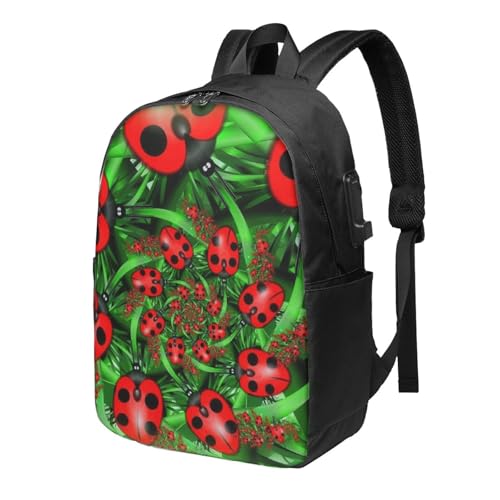 HEBSDFG Sac à dos pour ordinateur portable de 17" pour homme et femme, imprimé homard rouge, sac à dos décontracté pour l'école, les voyages, le travail, Coccinelle - Rouge, One Size, Sac à dos de