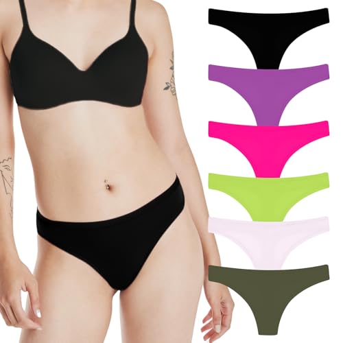 Hanes Premier Women's Underwear Thongs Set, 6-Pack, Luxe Fit No-Show