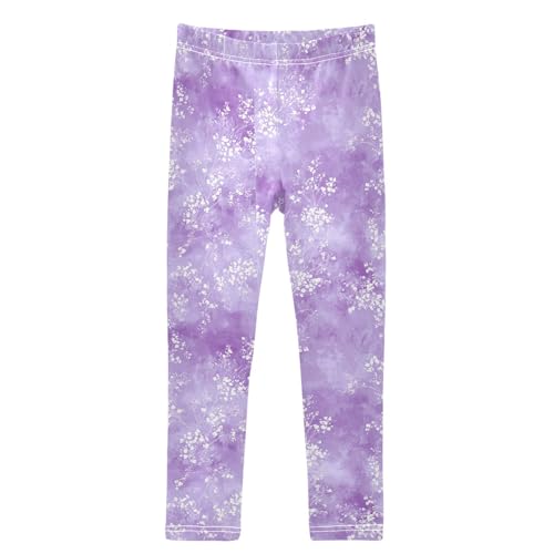 Light Purple Tie Dye Dots Girls Leggings Kids Yoga Pants Dance Active Tights 4T