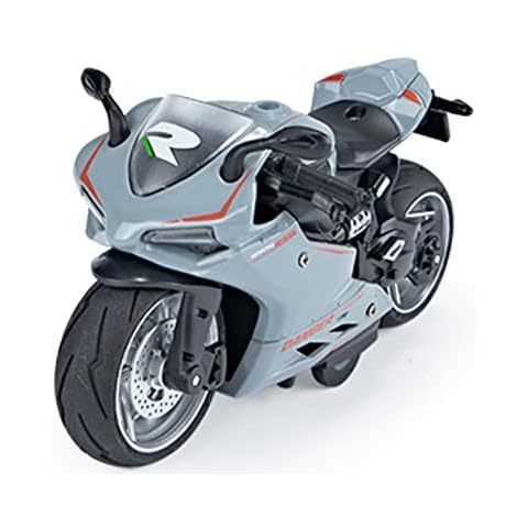 Gilumza Juguetes de motocicleta con tira hacia atrás, regalo con luz musical, juguete de carreras 1:12, para niños y niños, Navidad, cumpleaños de más de 3 años (grisnaranja) Cover