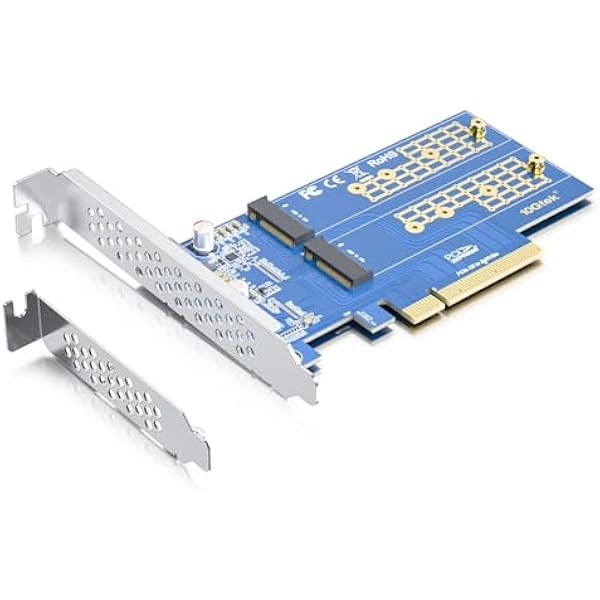 2-Port M.2 NVMe PCIe 3.0 X8 Adapter Card M-Key, Support M.2 NVMe SSD