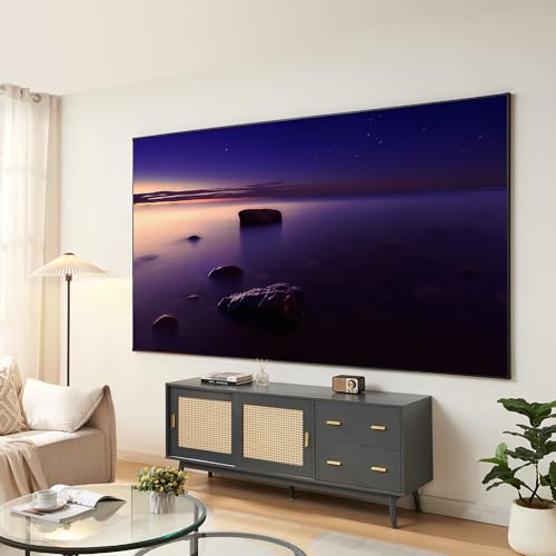 [en.casa] Pantalla de Proyección Väkhoga Instalación Mural Pantalla para Full HD 4K 8K HDR Proyector con Marco 120 Pulgadas 16:9 ARL 266 x 149 cm Cine en Casa Oficina Gaming Gris
