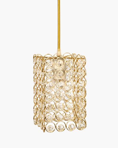Image of Homesake Crystal Pendant Ceiling Light | Gold Metal Hanging Lamp with Crystal Ring Shade | Modern Luxury Chandelier for Living Room, Dining Room, Bedroom, Hallway & Balcony | E27 Holder