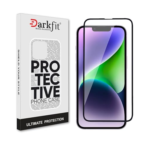 Image of DARKFIT Tempered Glass Premium Screen Protector Compatible for iPhone 13 Pro Max / iPhone 14 Plus | Edge to Edge Coverage with Easy Installation Kit | Scratch Resistance | HD Clear Glass (Black Border) | Pack of 1