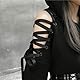 PANOZON Damen Hoodie Bauchfrei Pullover mit Katzenohren Hollow Out Gothic Sweatshirt Schwarz M