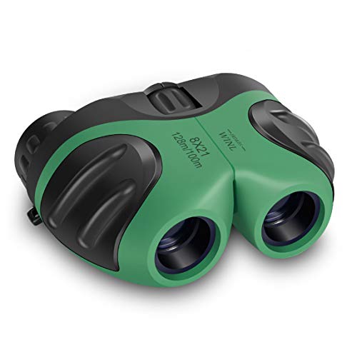 Binoculares compactos infantiles 8x21 verde resistentes al agua miniatura 1