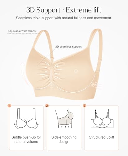 Image of Popilush Wireless Bras for Women Seamless Supportive Bra Full Coverage Comfortable Bralettes with Wide Strap