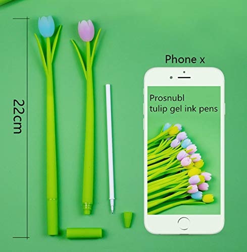 Set de 8 bolígrafos de gel con diseño de flor tulipán miniatura 7