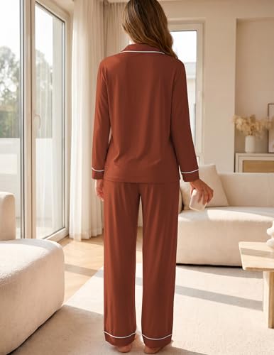 Image of ZMJ Womens Pajamas Sets 2 Piece Long Sleeve and Pant Pj Sets Button Up Sleepwear