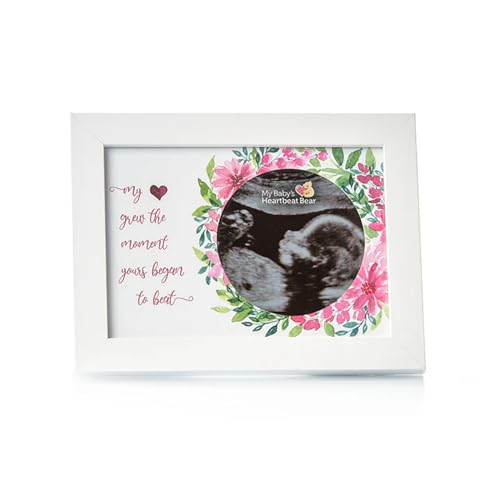 MBHB Wooden Ultrasound Photo Frames, 5x7 Real Wood White Picture Frame with 3.5