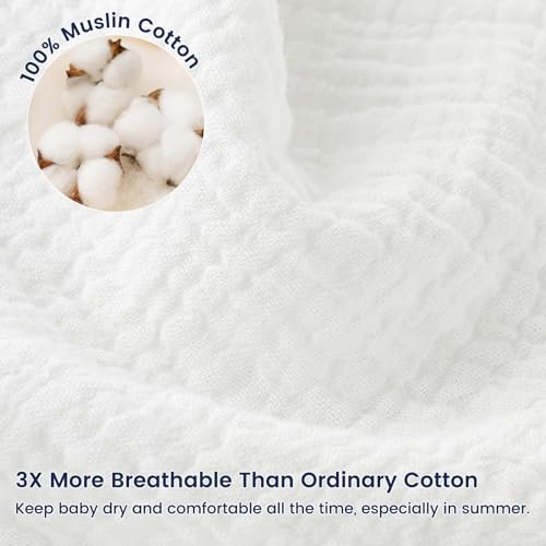Image of PHF Soft Muslin Cotton Baby Sleep Sack 18-24 Months, 2 Pack 100% Cotton Sleeping Sack for Summer, 0.5 TOG Baby Wearable Blankets with 2-Way Zipper, Sleep Sacks for Boys Girls Newborn, White & Grey