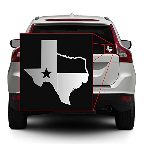 Image of TX Flag Shaped Like Texas [Pick Color] Vinyl Transfer Sticker for Laptop /Car /Truck /Window /Bumper (3 inch x 3 inch, Silver)