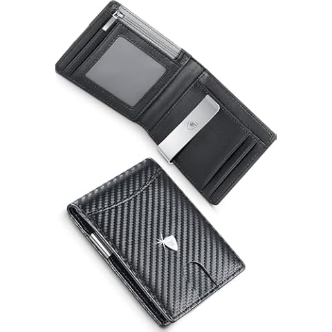 WONSEFOO RFID Blocking Leather Wallet with Money Clip Cover