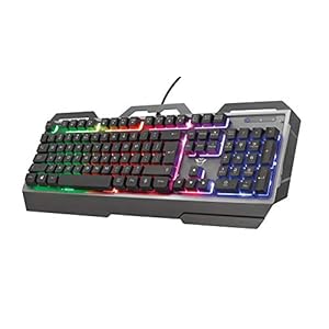 Trust Gaming GXT 856 Torac Metal Gaming Keyboard with UK Layout (USB Plug and Play, Full-size layout, Breathing multicolour illumination, Anti-ghosting, Game-mode switch, PC/Laptop) Black