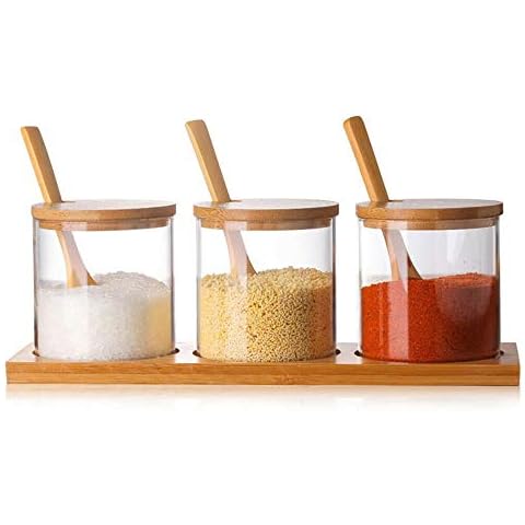 FROCESCOSONSII Seasoning Jar Creative Multi-Purpose Practical Spice Box with Spoon & Rack Cover