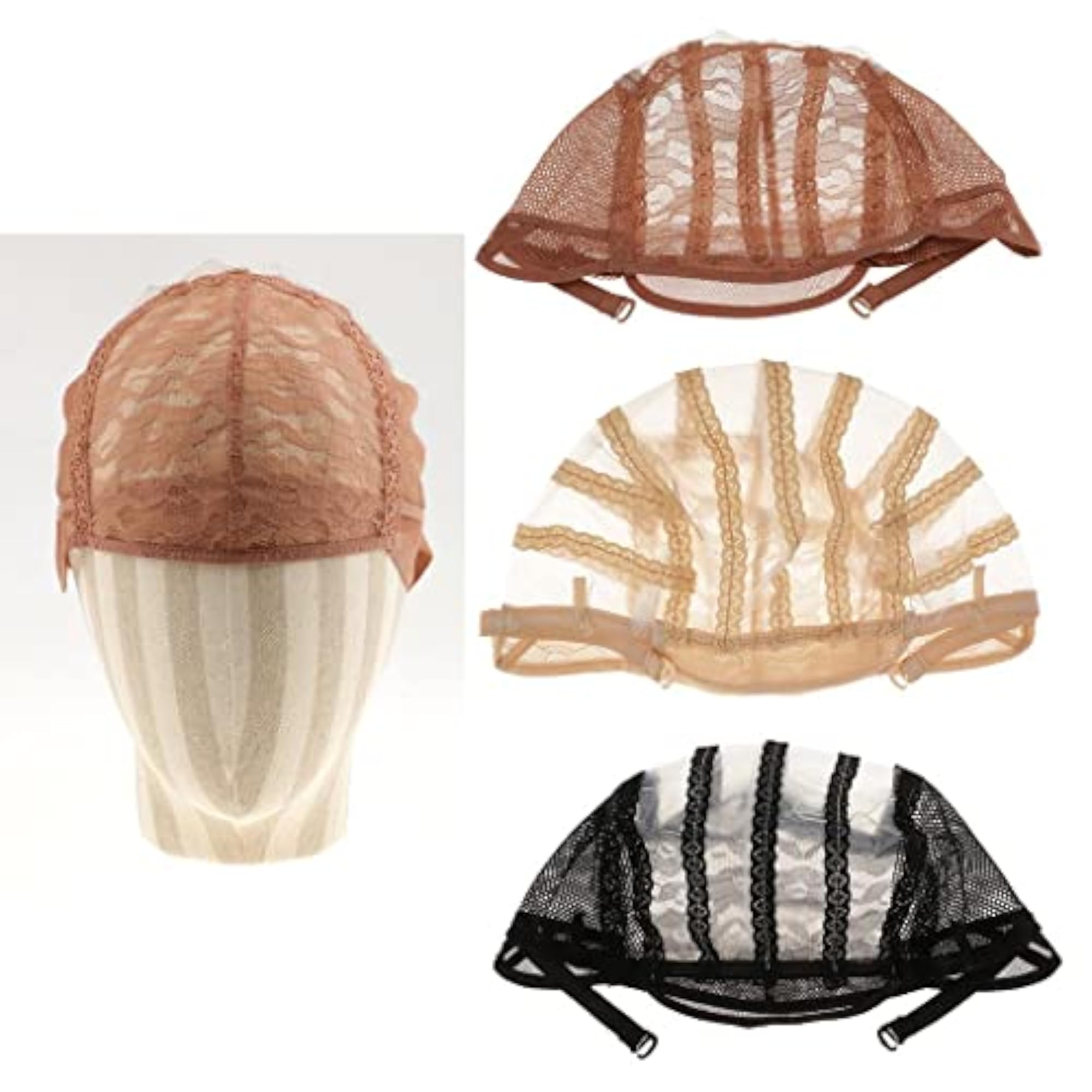 Wig Making Base Inner Cap Adjustable Weave, Brown