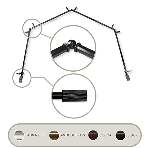 Domovina Oak 13/16' 4 Sided Bay Window Single Curtain Rod Black