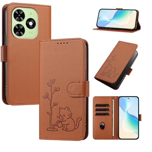 �X�}�z�P�[�X �Ή��@�� for Tecno Spark Go 2024 / Spark 20 / 20C / Pop 8�yPU���U�[�� �}�O�l�b�g�J�� ���z �J�[�h�E�������[ �X�^���h�@�\�t���zBrown