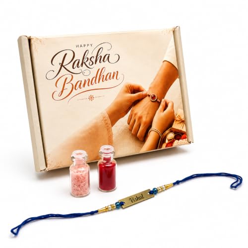 Image of Unisex-Adult Customized Name Rakhi For Brother | Rudraksha Beads, Custom Name Engraving, Adjustable Fit