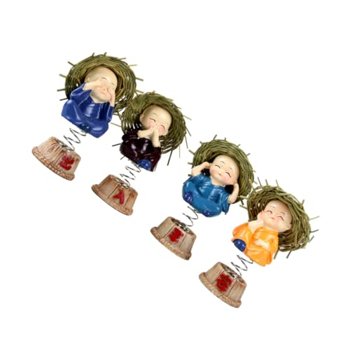 Cabilock 4stücke Teiliges Schüttelkopf Mönch Auto Deko Lustige Und Kreative Desktop Ornamente Für Junge Mädchen Zur Verschönerung Von Und Innenräumen Gemischte Stile