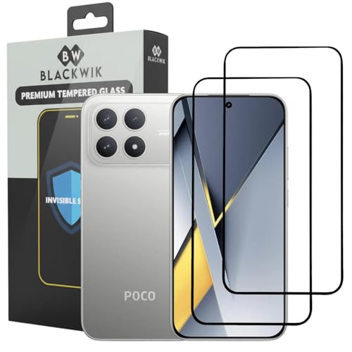 Image of Blackwik Premium Tempered Glass Screen Protector for Poco F8 Pro with Edge-To-Edge Protector Coverage | Easy Installation Kit (Black) (Pack Of 2)