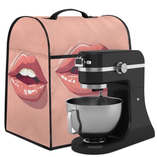 Coffee Maker Cover Cute Lips Pink Kitchen Appliance Covers Small Appliance Covers Blender Cover Juicer Cover Dust Covers for Kitchen Appliances with Top Handle and Pockets,Washable,B513