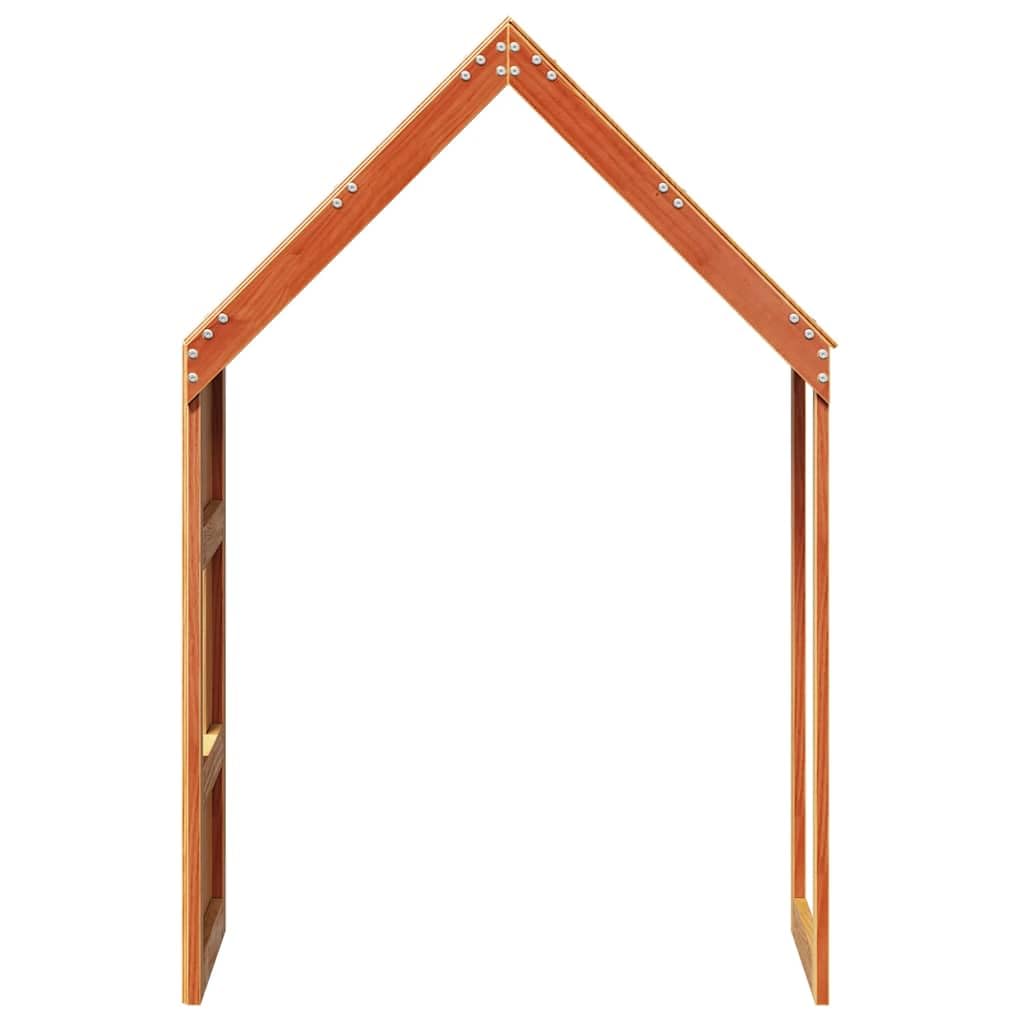 Techo para cuna de madera de pino maciza, color marrón cera, 55 x 84 x 132 cm, con lado abierto, adecuado para habitaciones infantiles, accesorios para marco de cama y montaje, somier de