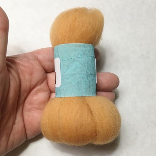 HR055-005 MOREZMORE Wool Roving for Needle Felting 5g Fawn Orange Brown Merino 100% Wool Fine Grade