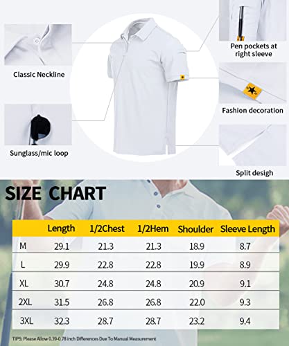Lldress Mens Polo Shirts Short Sleeve Summer Casual Golf Sports Tennis Tactical Outwear, White M #TOP2
