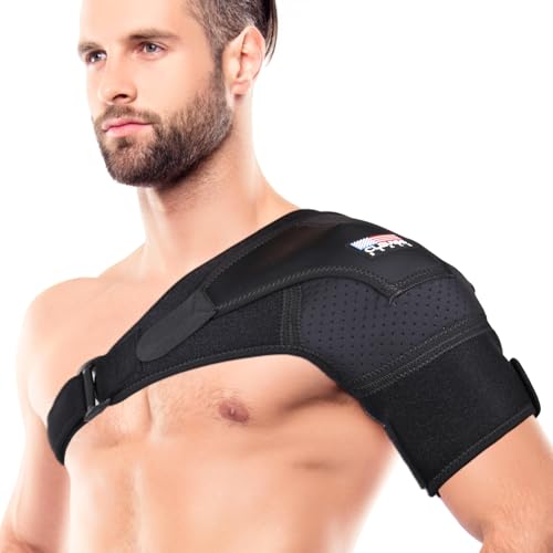 Shoulder Brace for Men and Women Rotator Cuff - for Bursitis, Dislocated AC Joint, Labrum Tear, Tendonitis,Neoprene Compression Support Sleeve for Men and Women (Black L-XL)