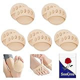 SooGree 5 Pairs Ball of Foot Cushion, Thicken Metatarsal Invisible Socks Pads, Reusable Honeycomb Fabric Forefoot Pads for Women Men Prevention Pain Relief