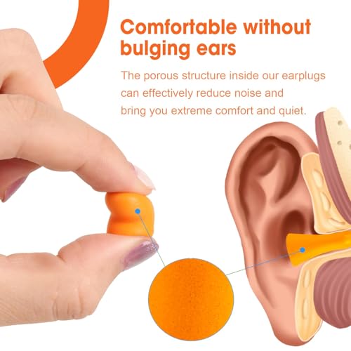 Image of AZEN 200 Pairs Ear Plugs, NRR 32dB Soft Foam Ear Plugs for Sleeping Noise Cancelling, Earplugs for Concerts Shooting Swimming Noise Reduction,Individually Wrapped (Orange)