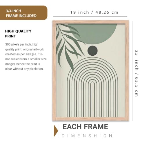 Image of kotart Boho Painting Wall Art Home Decoration Paintings With Frame For Living Room Bed Room Hotel Wall Decor Digital Reprint Set of 3 (19X25 inch)