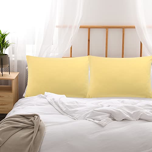Uxcell 2 Pack Pillow Cases Soft 1800 Series Microfiber Pillowcases Set With Zipper Standard(20"X26") Gold #TOP1