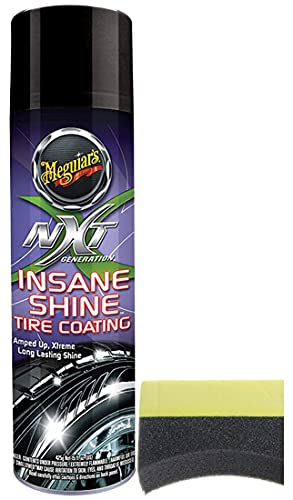 Meguiar's NXT Generation Insane Shine Tire Coating (15 oz) Bundle with 1 Applicator Pad (2 Items)